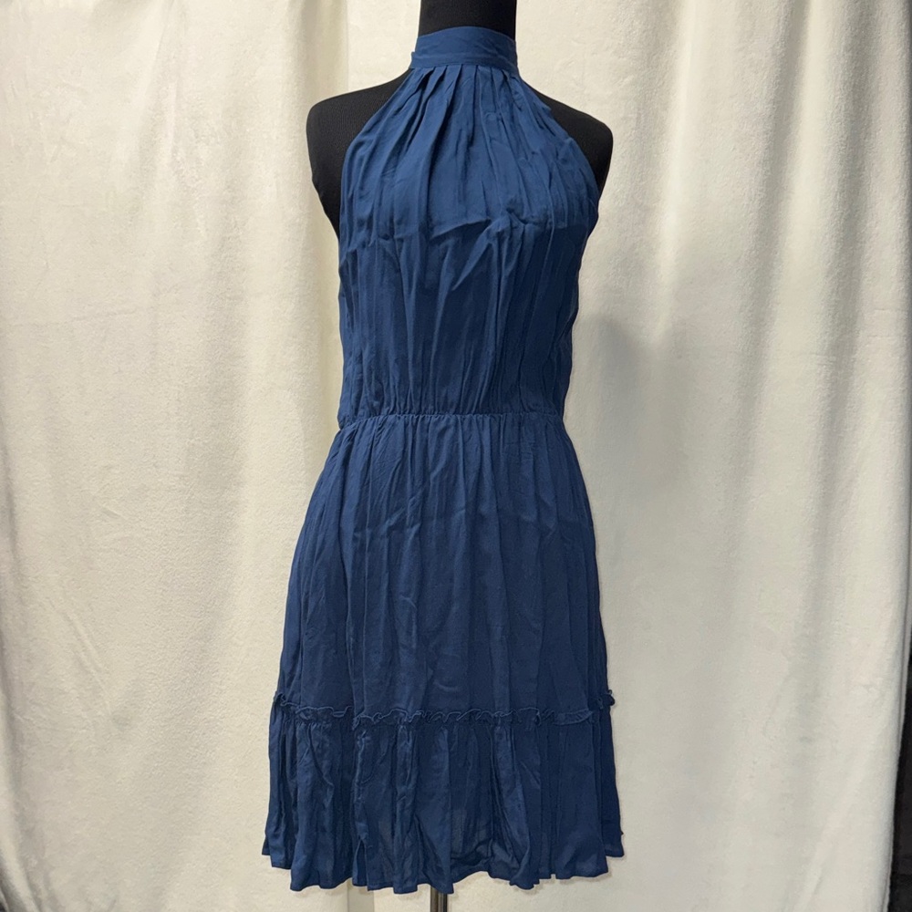 Chic Navy Halter Mini Dress